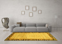 Machine Washable Abstract Yellow Modern Rug, wshabs3489yw