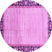 Round Machine Washable Abstract Purple Modern Area Rugs, wshabs3489pur