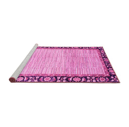 Sideview of Machine Washable Abstract Pink Modern Rug, wshabs3489pnk