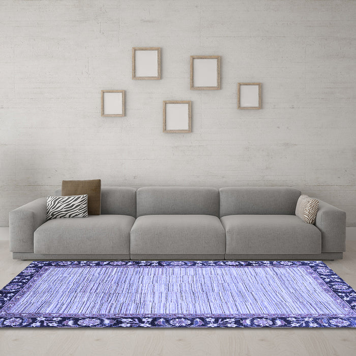 Machine Washable Abstract Blue Modern Rug in a Living Room, wshabs3489blu