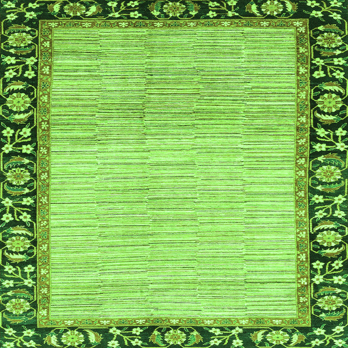 Square Abstract Green Modern Rug, abs3489grn