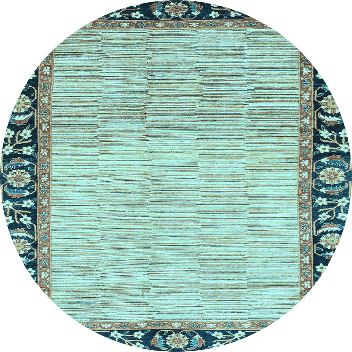 Round Abstract Light Blue Modern Rug, abs3489lblu