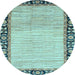 Round Abstract Light Blue Modern Rug, abs3489lblu