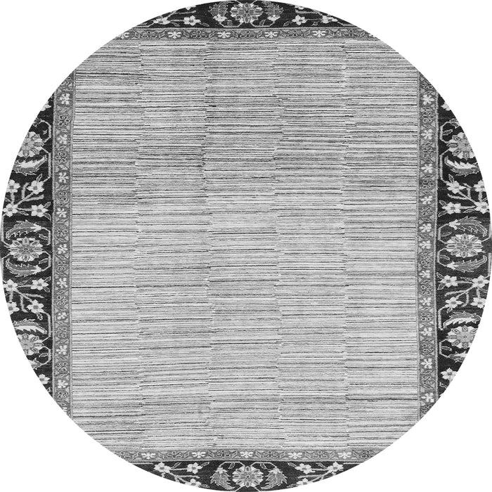 Round Machine Washable Abstract Gray Modern Rug, wshabs3489gry