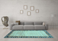 Machine Washable Abstract Light Blue Modern Rug, wshabs3489lblu