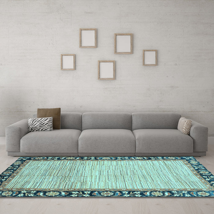 Machine Washable Abstract Light Blue Modern Rug in a Living Room, wshabs3489lblu
