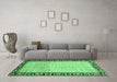 Machine Washable Abstract Emerald Green Modern Area Rugs in a Living Room,, wshabs3489emgrn