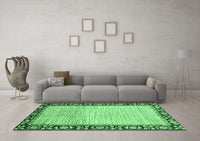 Machine Washable Abstract Emerald Green Modern Rug, wshabs3489emgrn