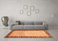 Machine Washable Abstract Orange Modern Rug, wshabs3489org