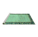 Sideview of Machine Washable Abstract Turquoise Modern Area Rugs, wshabs3489turq