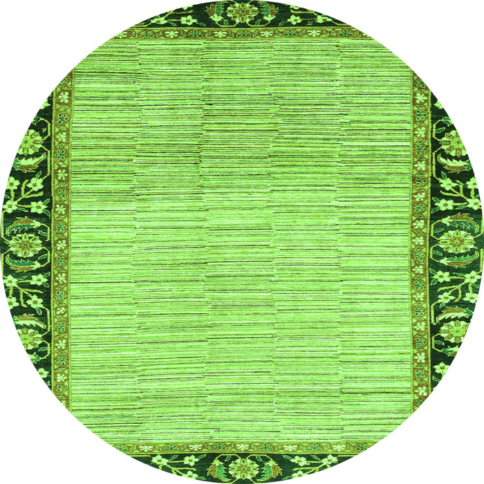 Round Abstract Green Modern Rug, abs3489grn