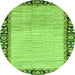 Round Abstract Green Modern Rug, abs3489grn