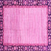 Square Machine Washable Abstract Pink Modern Rug, wshabs3489pnk