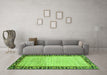 Machine Washable Abstract Green Modern Area Rugs in a Living Room,, wshabs3489grn