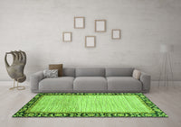 Machine Washable Abstract Green Modern Rug, wshabs3489grn