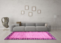 Machine Washable Abstract Pink Modern Rug, wshabs3489pnk