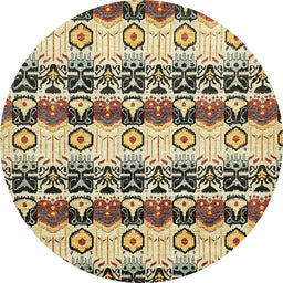 Round Abstract Brown Gold Modern Rug, abs348
