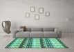 Machine Washable Abstract Turquoise Modern Area Rugs in a Living Room,, wshabs348turq