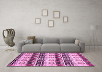 Machine Washable Abstract Pink Modern Rug, wshabs348pnk