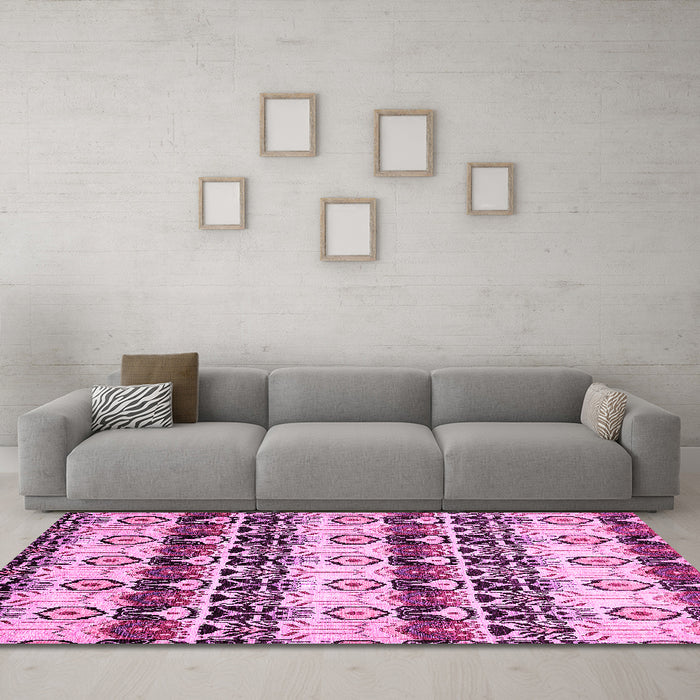 Machine Washable Abstract Pink Modern Rug in a Living Room, wshabs348pnk