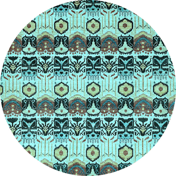 Round Abstract Light Blue Modern Rug, abs348lblu