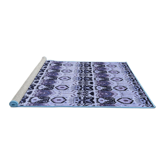 Sideview of Machine Washable Abstract Blue Modern Rug, wshabs348blu