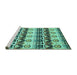 Sideview of Machine Washable Abstract Turquoise Modern Area Rugs, wshabs348turq