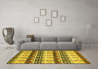 Machine Washable Abstract Yellow Modern Rug, wshabs348yw