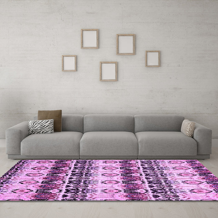 Machine Washable Abstract Purple Modern Area Rugs in a Living Room, wshabs348pur