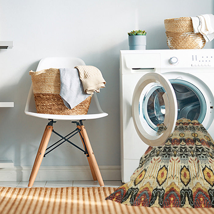 Machine Washable Abstract Brown Gold Rug in a Washing Machine, wshabs348