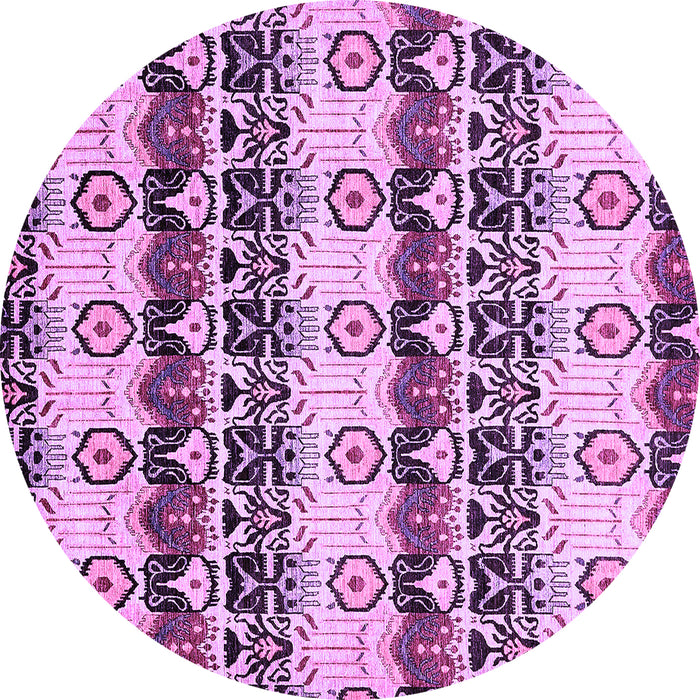 Round Machine Washable Abstract Purple Modern Area Rugs, wshabs348pur