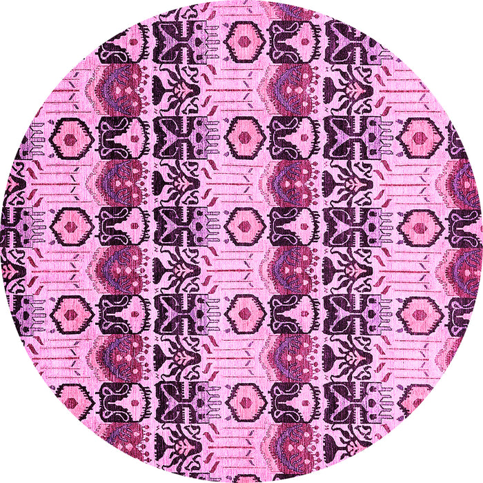 Round Abstract Pink Modern Rug, abs348pnk