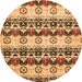 Round Machine Washable Abstract Orange Modern Area Rugs, wshabs348org