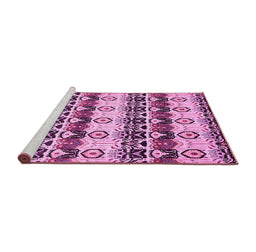 Sideview of Machine Washable Abstract Pink Modern Rug, wshabs348pnk