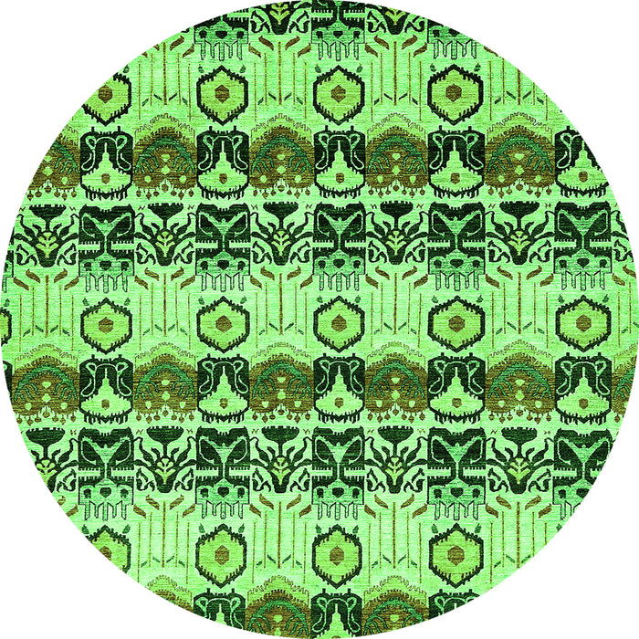 Round Abstract Green Modern Rug, abs348grn