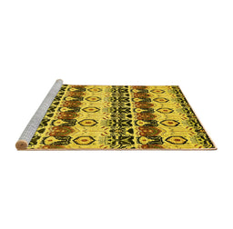 Sideview of Machine Washable Abstract Yellow Modern Rug, wshabs348yw
