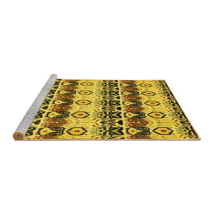 Sideview of Machine Washable Abstract Yellow Modern Rug, wshabs348yw
