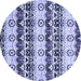 Round Machine Washable Abstract Blue Modern Rug, wshabs348blu