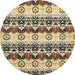 Round Machine Washable Abstract Brown Gold Rug, wshabs348