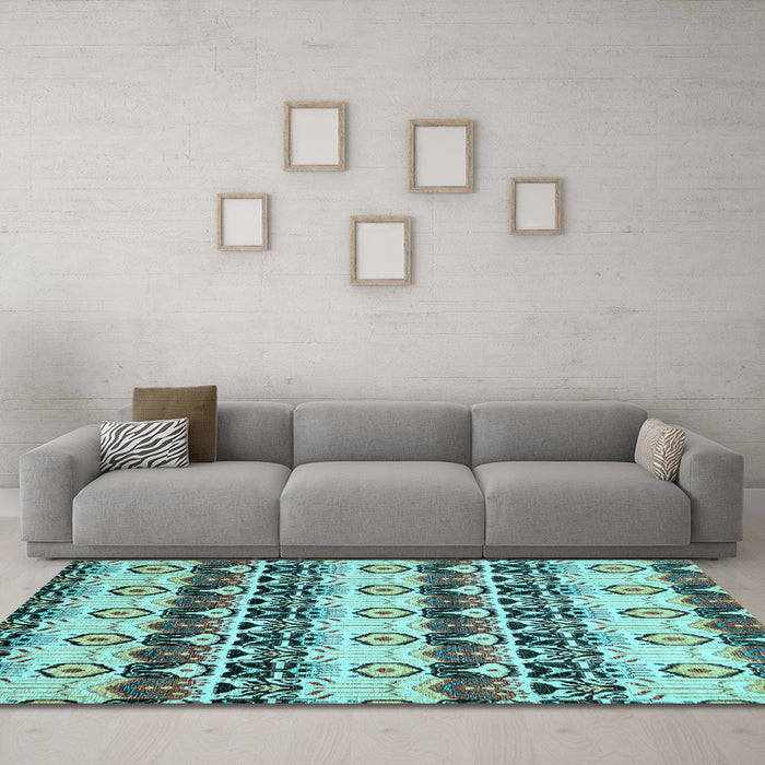 Machine Washable Abstract Light Blue Modern Rug in a Living Room, wshabs348lblu