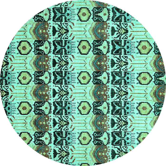 Round Abstract Turquoise Modern Rug, abs348turq