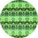 Round Machine Washable Abstract Green Modern Area Rugs, wshabs348grn