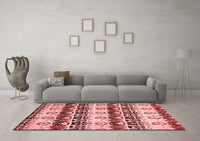 Machine Washable Abstract Red Modern Rug, wshabs348red