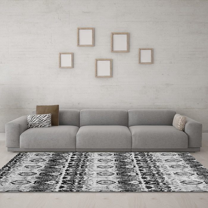 Machine Washable Abstract Gray Modern Rug in a Living Room,, wshabs348gry