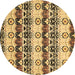 Round Abstract Brown Modern Rug, abs348brn