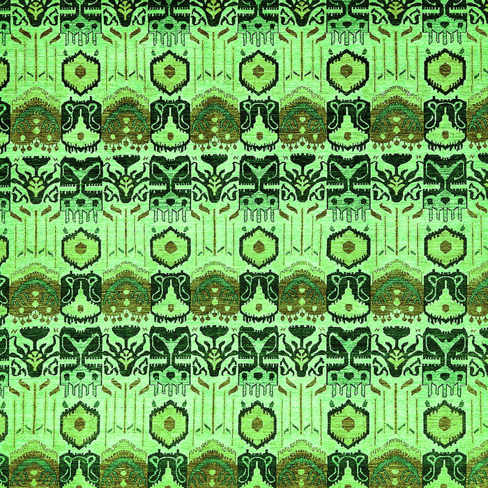 Square Machine Washable Abstract Green Modern Area Rugs, wshabs348grn