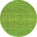 Round Machine Washable Abstract Green Modern Area Rugs, wshabs3490grn