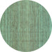 Round Abstract Turquoise Modern Rug, abs3490turq