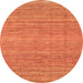 Round Machine Washable Abstract Orange Modern Area Rugs, wshabs3490org