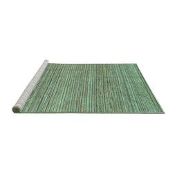 Sideview of Machine Washable Abstract Turquoise Modern Area Rugs, wshabs3490turq